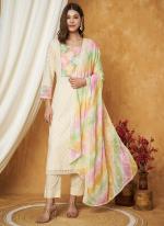 Pure Cotton Cream Casual Wear Printed Readymade Suit